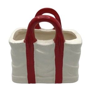 Vintage Christmas Porcelain Miniature Gift Bag Trinket Inarco Japan 3”x3” 1950s